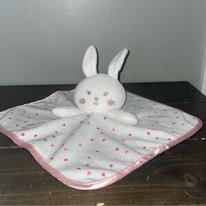 George satin Lovey Baby White Pink Bunny Rabbit Security Blanket Plush Hearts